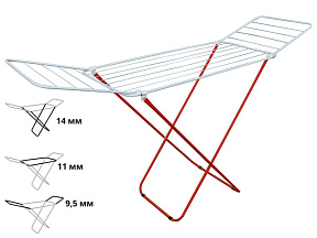 Сушилка для белья напольная, 16м, серия Maria, бело-красная, PERFECTO LINEA (Сушильное полотно - 16 метров, размер 167х46х84.)