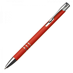 Ручка шарик/автомат "New Jersey" 0,7 мм, метал., софт., красный/серебристый, стерж. синий
