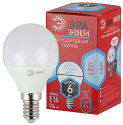 Лампа светодиодная ЭРА ECO LED P45, шар, 9Вт, тепл, E14