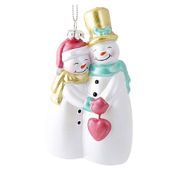 Украшение новогоднее "Снеговик с сердечком" 7*4*12 см, пласт., блистер., белый