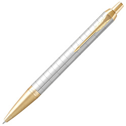 Ручка шарик/автомат "IM Premium Pearl GT" 1 мм, метал., подарочн. упак., серебристый/золотистый, стерж. синий
