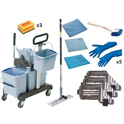 Набор УльтраСпид Про (2 ведра 25 л + 10 л, отжим, рычаг, платформа на колесах, транспорт. ручка180см, ведро 6 л, держат. моп, ручка телеск.)
