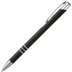 Ручка шарик/автомат "New Jersey" 0,7 мм, метал., софт., черный/серебристый, стерж. синий