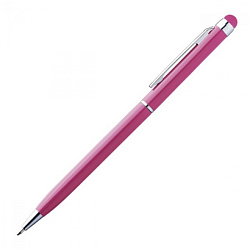 Ручка шарик/автомат "New Orleans" 0,7 мм, метал., со стилусом, розовый/серебристый, стерж. синий