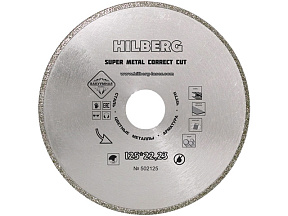 Алмазный круг 125х22 мм по металлу Super Metal Correct Cut HILBERG (Назначение: сталь, цветные металлы, арматура, чугун.  Толщина режущей кромки 1,5 м