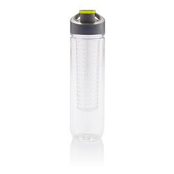 Бутылка д/воды 800 мл. "Tritan" пласт., с контейнером д/фруктов, прозрачный/серый/зеленый