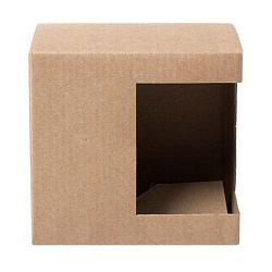 Коробка д/кружки 100*100*100 мм ПР с окном (прямоуг.), картон., коричневый