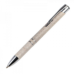 Ручка шарик/автомат "Pramort" 0,7 мм пшен. солома, бежевый/серебристый, стерж. синий
