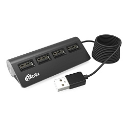 комп. хаб Hub Ritmix CR-2400-BLACK (4 in 1,USB2.0) 0.10m Black 