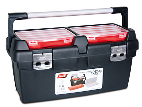Ящик для инструмента пластмассовый 60x30,5x29,5см (с лотком и органайзером) TAYG (алюм.рукоятка, мет. замки)