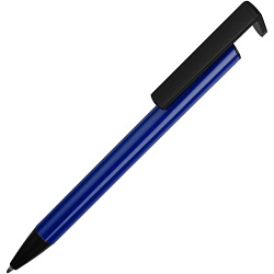 Ручка шарик/автомат "Кипер Металл" метал./пласт., с подставкой, синий/черный, стерж. синий