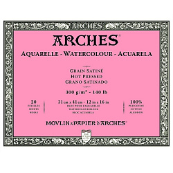 Блок-склейка бумаги для акварели "Arches" 100% хлопок, гор.пресс, 41*31, 300г/м, 20л