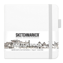 Скетчбук "Sketchmarker" 12*12 см, 140 г/м2, 80 л., белый