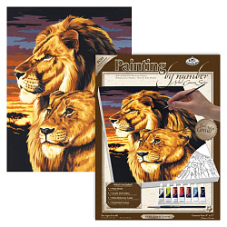 Набор для творчества, 22*30 см, "Лев и львица", картины по номерам