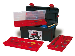 Ящик для инструмента пластмассовый 58x28,5x29см (с 2-мя лотками и органайзером) TAYG