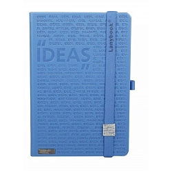 Блокнот А5 140*205 мм, 96 л., лин. "Idea Factory II" Lanybook обл. кожзам., на резинке, синий