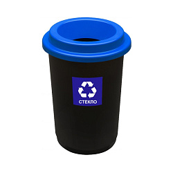 Урна д/раздельного сбора мусора 50л "Plafor Eco Bin" пласт., черный/голубой