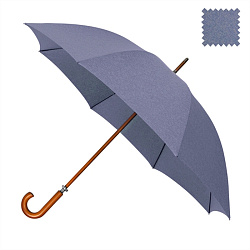 Зонт-трость механ. 120 см, ручка дерев. "GR-407" ветрозащитный, серо-голубой 2115C