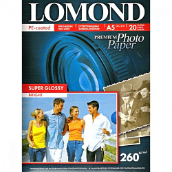 Фотобумага А6, 270 г/м, 20 л., супер глянц., одностор. "Lomond"