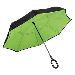 Зонт-трость п/автомат. 109 см, ручка пласт. "Flipped" реверсивный, св.-зеленый/черный
