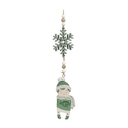 Украшение новогоднее "Мальчик со снежинкой" 24*0,5*5,5 см, дерев., зеленый/белый
