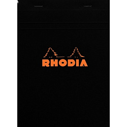 Блокнот А5 148*210 мм, 80 л., в клетку "Rhodia" скоба сверху, обл. карт., черный