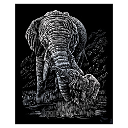 Набор для творчества "Слон с малышом", гравюра, серебряная фольга