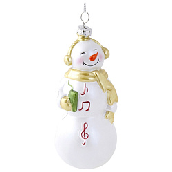 Украшение новогоднее "Музыкальный снеговик" 5,6*5,6*11,2 см, пласт., блистер, белый