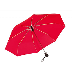 Зонт складной автомат. 97 см, ручка прорезин. "Bora" противошторм., красный