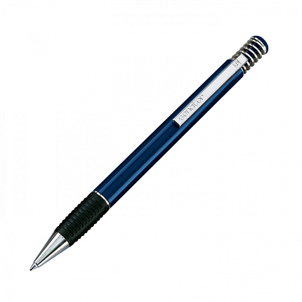 Ручка шарик/автомат "Soft Spring Polished" 1,0 мм, пласт., глянц., черный/серебристый, стерж. синий