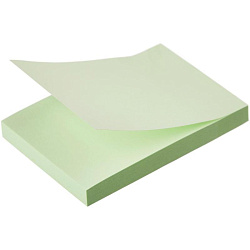 Бумага для заметок с клеевым краем, 125х75 мм, 100л., зеленая , арт 003000704