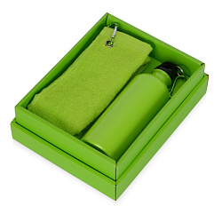 Набор подарочный "Фитнес" фляжка+полотенце, подарочн. упак., зеленое яблоко