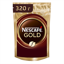 Кофе "Nescafe" натур. растворим. сублимир с доб. жар.мол. кофе., 320 гр., пак., Gold