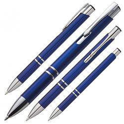 Ручка шарик/автомат "Baltimore" пласт., глянц., синий/серебристый, стерж. синий