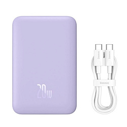 Внешний аккумулятор Baseus, P10059001513-00, Magnetic Mini Air Wireless Fast Charge Power Bank 10000mAh 20W, PPCXM10A, Nebula Purple 