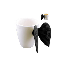 Чашка д/эспрессо, фарфор./силикон., 80 мл. "Angel Black" подарочн. упак., белый/черный