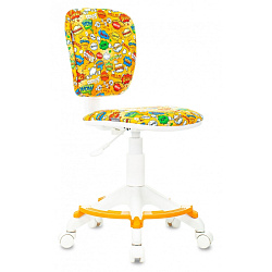 Кресло детское Бюрократ CH-W204/F ткань, оранжевый бэнг, крестов. пластик,  корпус белый, подст.для ног