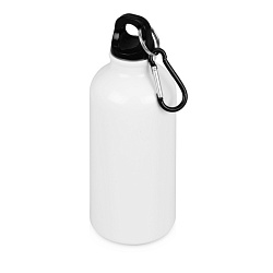 Бутылка д/воды 400 мл. "Oregon" метал., с карабином, белый/черный
