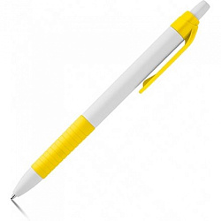 Ручка шарик/автомат "Aero" 0,7 мм, пласт., глянц., белый/желтый, стерж. синий