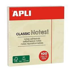 Бумага д/з на кл. осн. 75*75 мм "Classic notes" 100 л., желтый